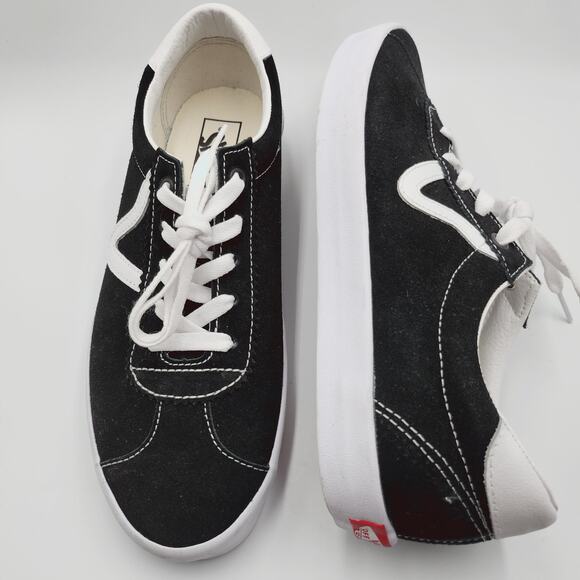 Mens Size 10 Vans Skate Shoes Sport Low Top Athletic Lace Up Black White 508357 main image 6